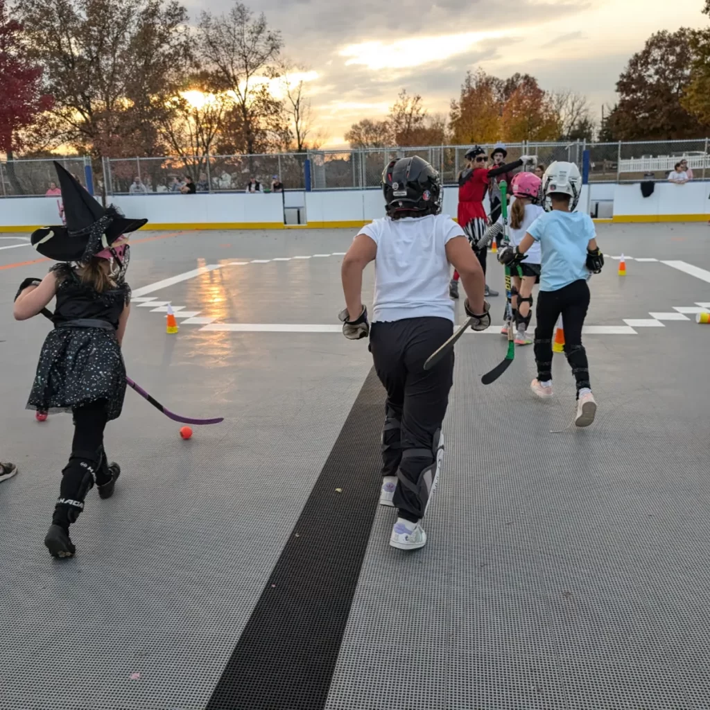 Halloween Hockey Event with kids in costume